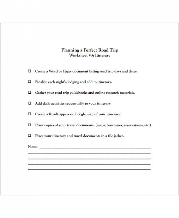 travel planner template for a perfect trip 