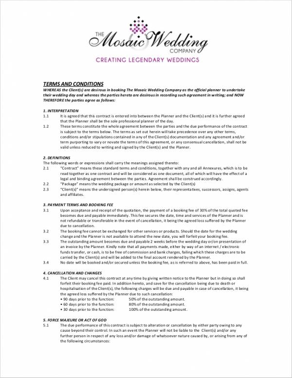 party planner contract pdf