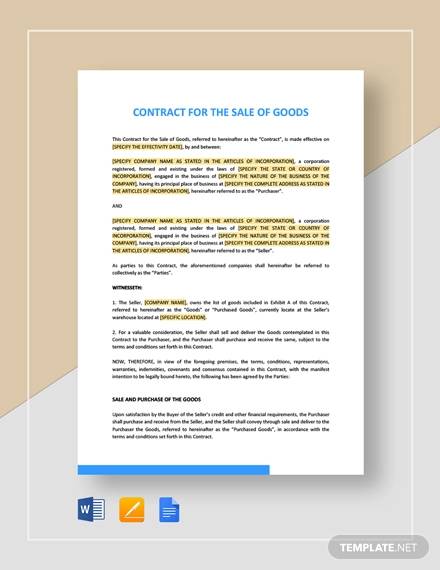 contract for the sales of goods