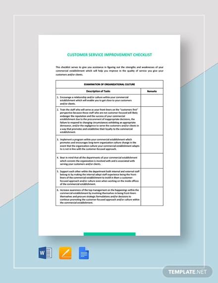 Customer Service Checklist Template from images.sampletemplates.com