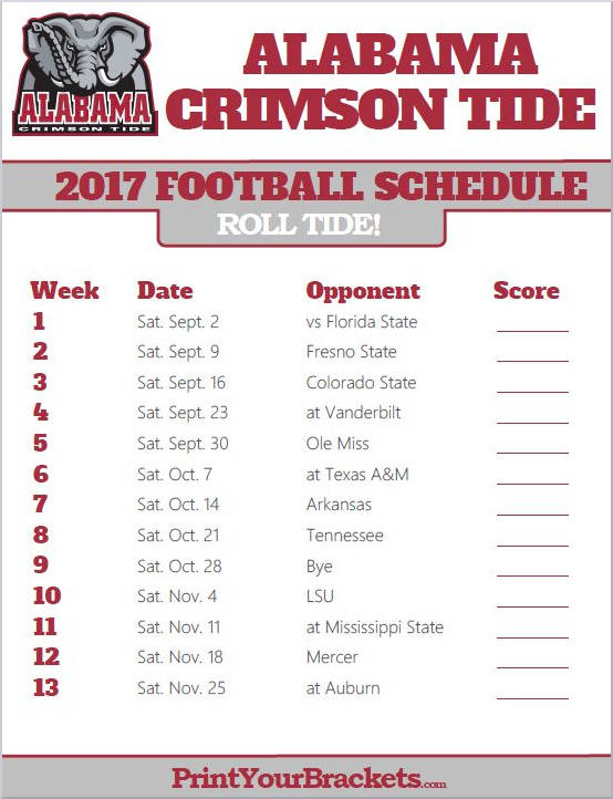 2017 game schedule sample
