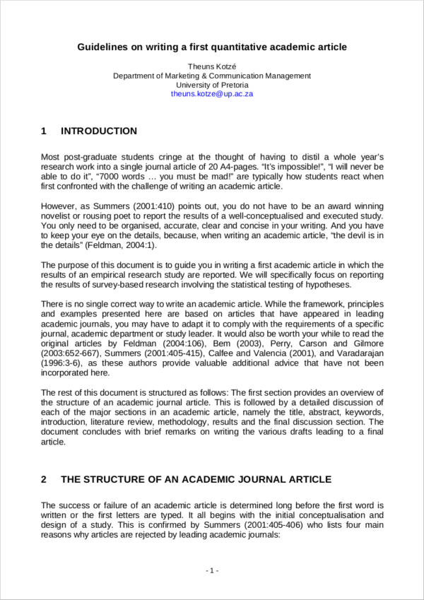 what is article in academic writing
