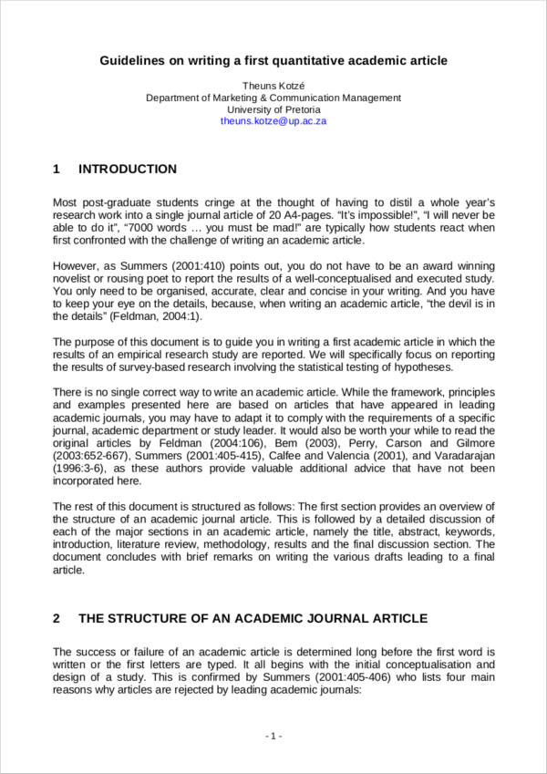 research article writing format pdf