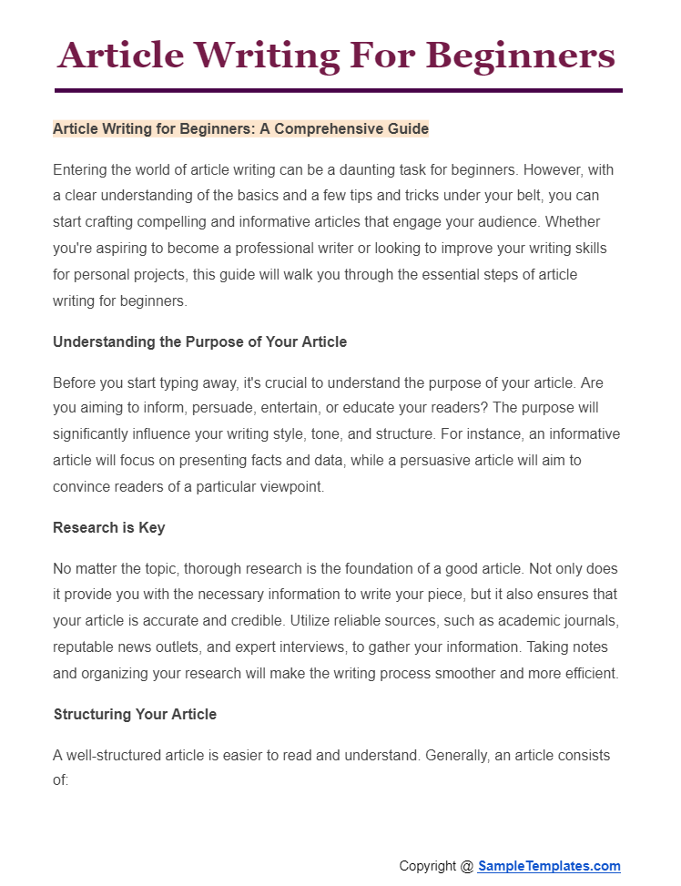 article writing for beginners