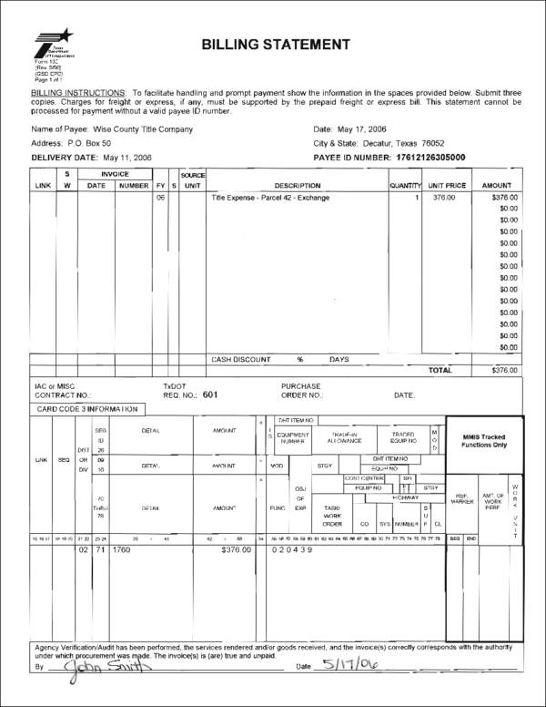 blank billing statement template