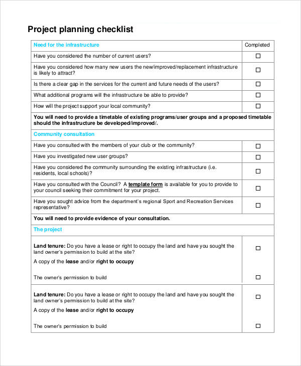 FREE 16 Project Checklist Samples Templates In Excel PDF MS Word 