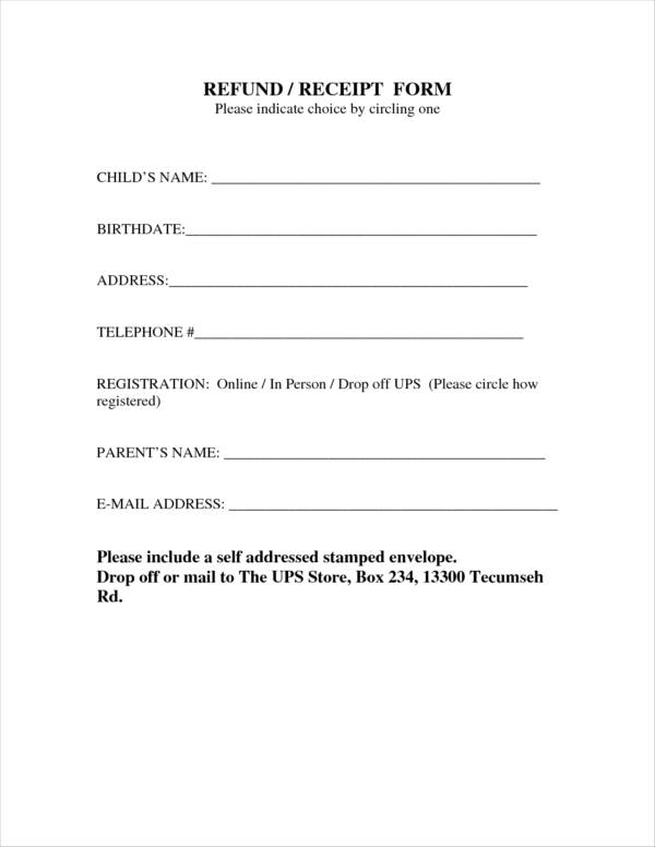 Printable Refund Form Template