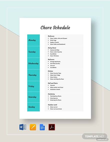 chore schedule template