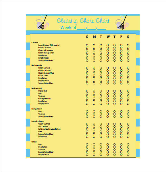 cleaning chore schedule sample
