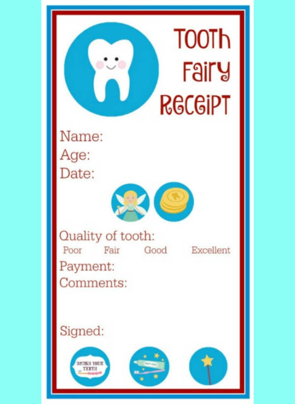  Free Printable Tooth Fairy Receipt Template Master Template