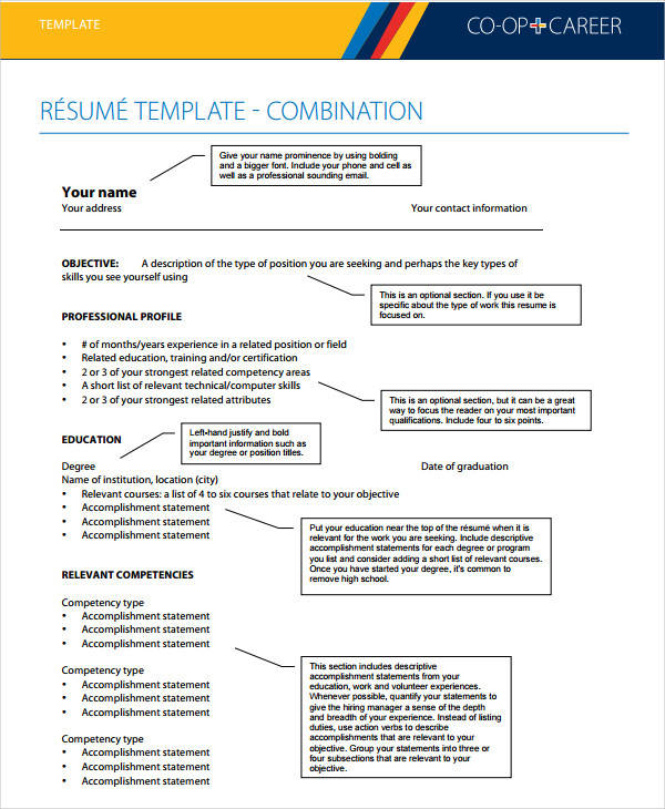 combination resume template