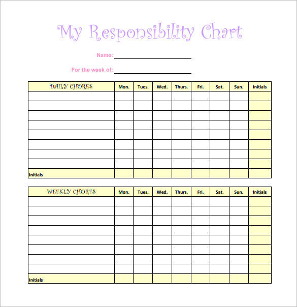 daily and weekly chore schedule template