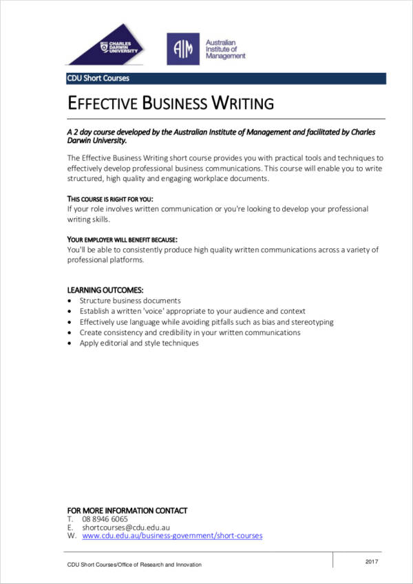 effective business writing outline sample