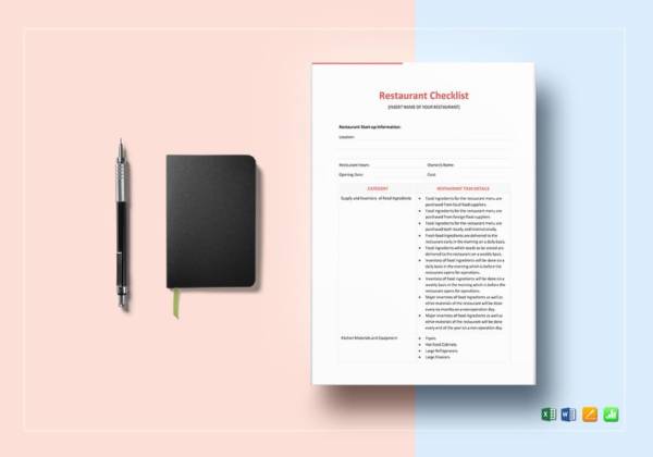 effective and simple restaurant checklist template