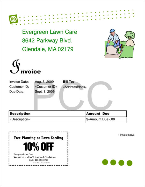 lawn care invoice sample