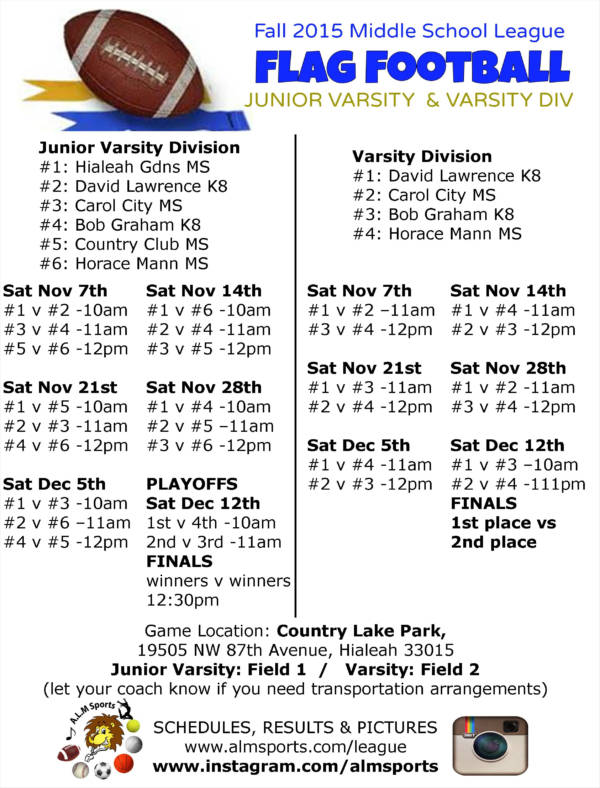 fall football game schedule sample