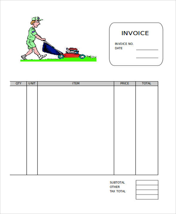 FREE 9 Lawn Care Invoice Samples Templates In PDF Excel MS Word