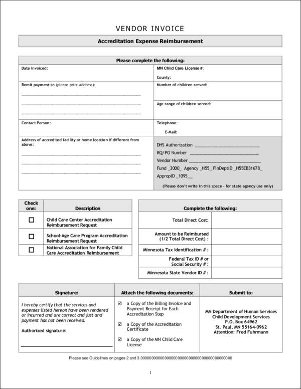 fillable vendor invoice template