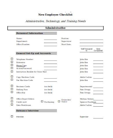 general new employee checklist