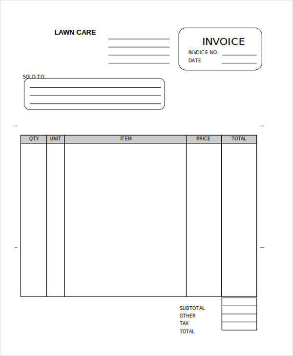 lawn care invoice in word