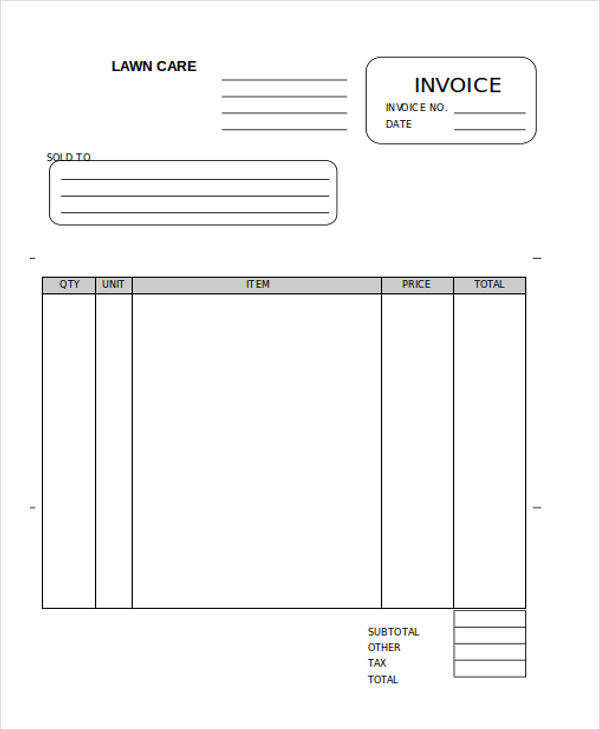 FREE 9  Lawn Care Invoice Samples Templates in PDF Excel MS Word