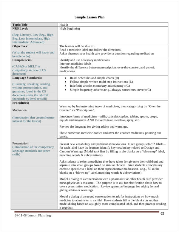 FREE 9 Lesson Planner Samples Templates In PDF MS Word