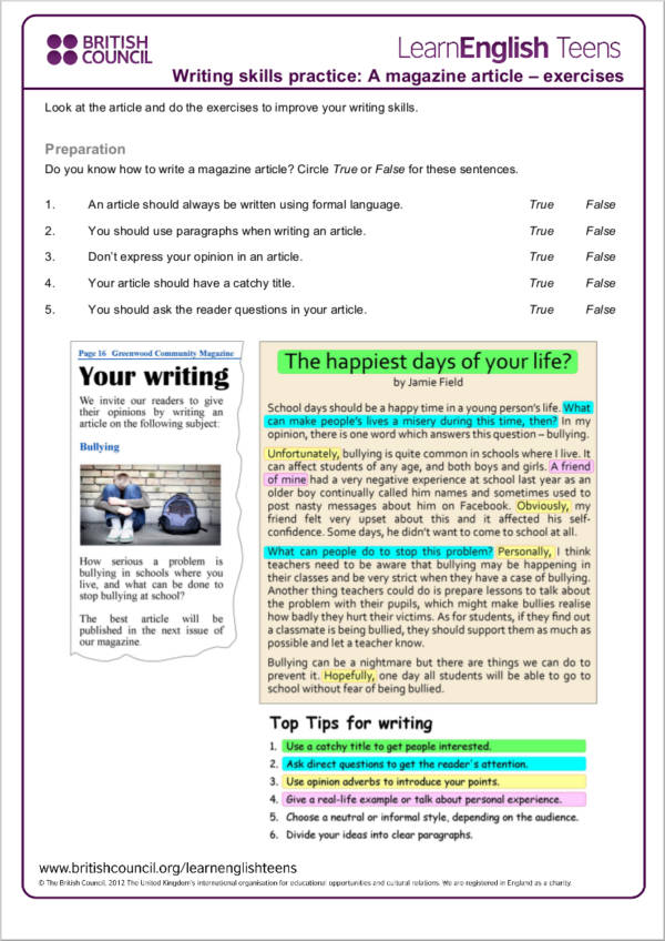 magazine article writing