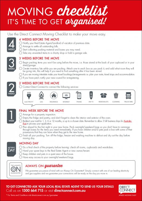 moving checklist sample format