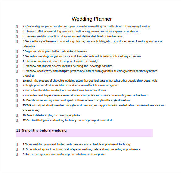 perfectly planed wedding planner template