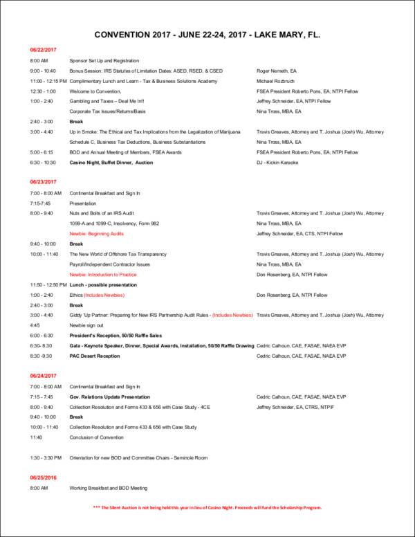 printable event agenda sample