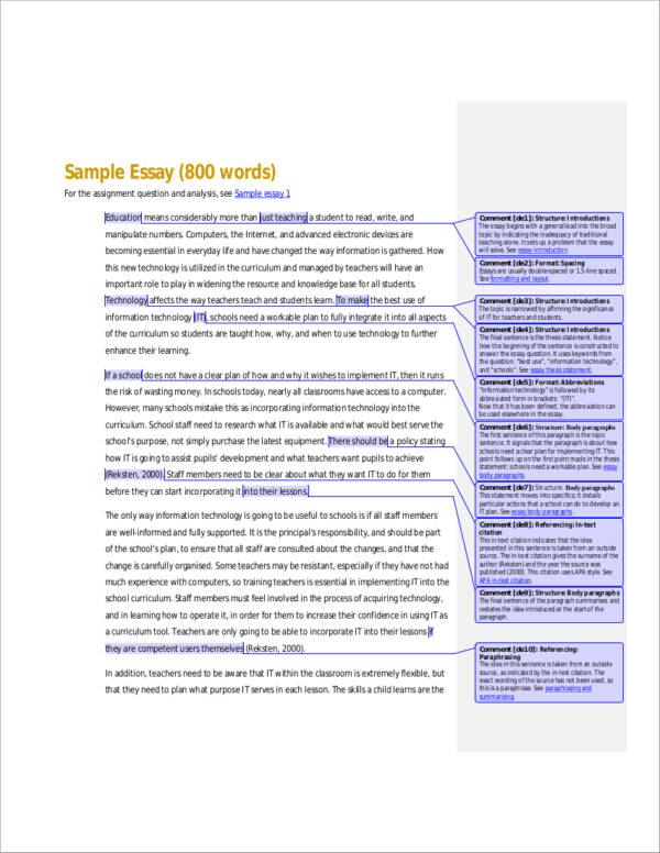 essay writing format word