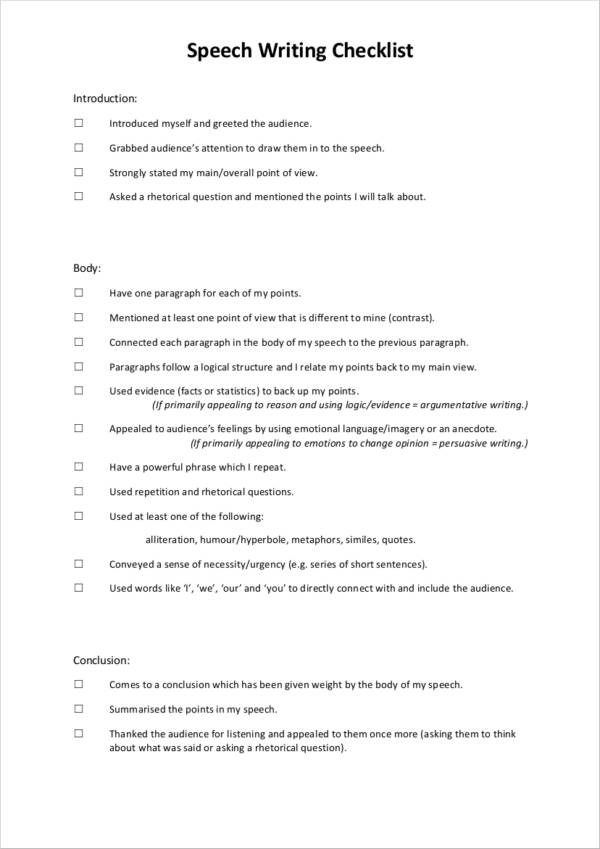 sample questions for speech writing