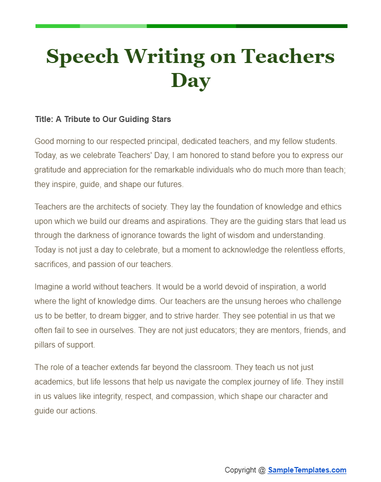speech writing on teachers day