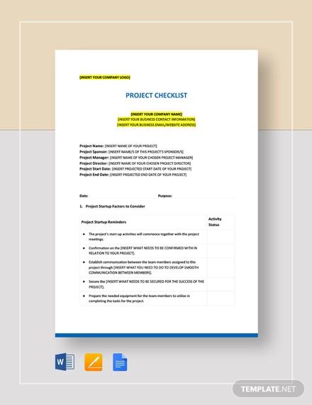 project checklist