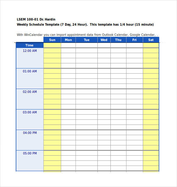 24 hours daily personal planner template