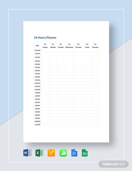24 hours planner template