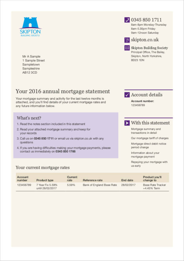 annual mortgage statement sample and guide