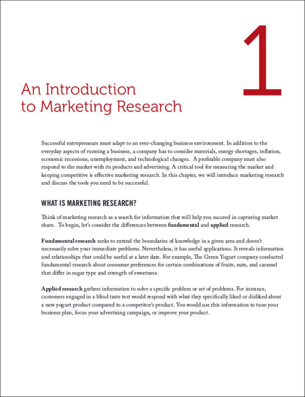 basic marketing research writing sample