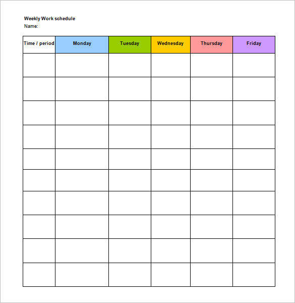 Blank Shift Schedule Template