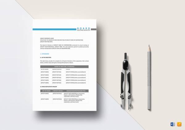 board meeting minutes template