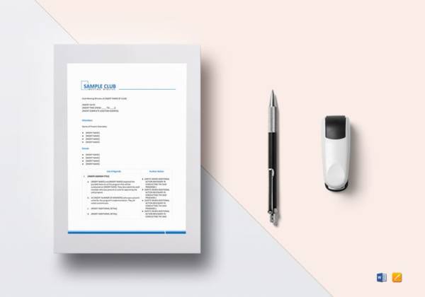 club meeting minutes template