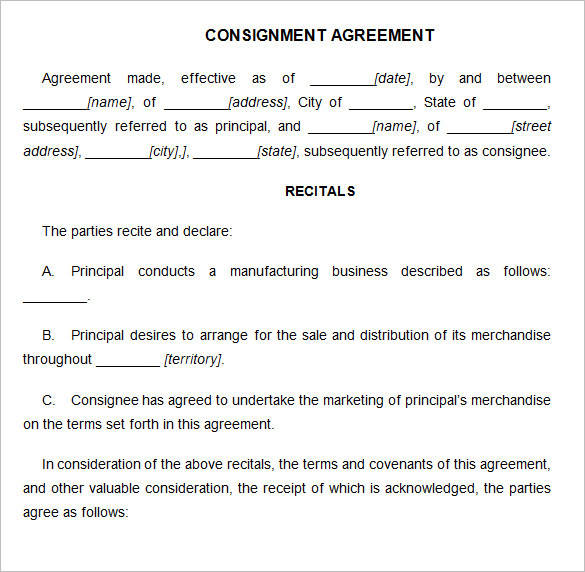 FREE 13 Consignment Contract Samples Templates In PDF MS Word Google Docs Pages