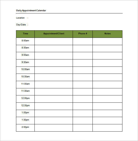 Free 11 Appointment Schedule Samples And Templates In Pdf Ms Word Excel