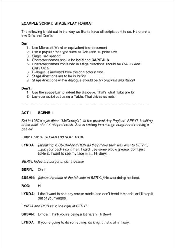 example stage play script format