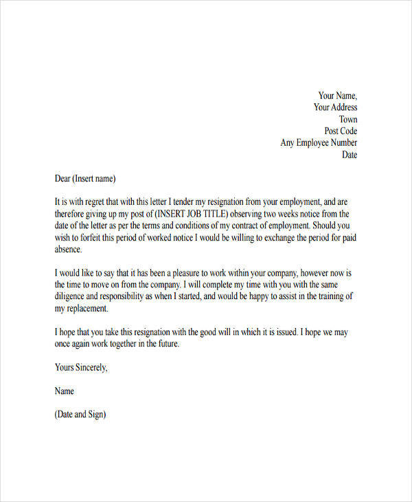 FREE 6+ Resignation Letter with Regret Samples and