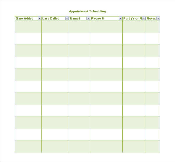 free appointment schedule template
