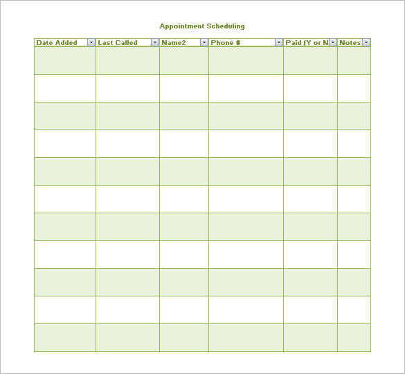 free daily appointment schedule template