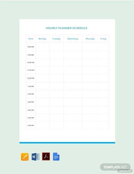 free hourly planner schedule template