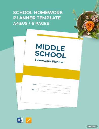 free middle school homework planner template