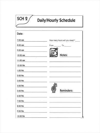 hourly appointment schedule
